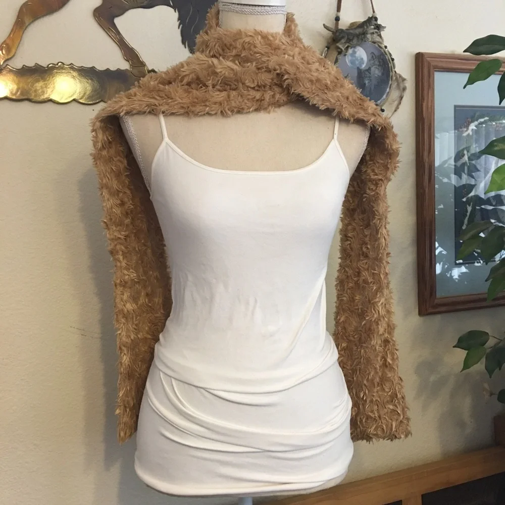 Gorgeous golden faux fur scarf wrap 5”x74”